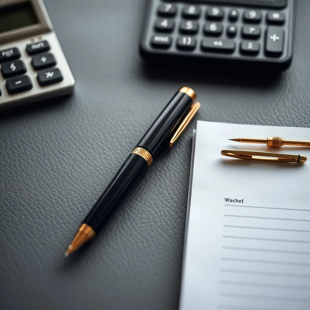 Close up of a professional desk with a high-end fountain pen